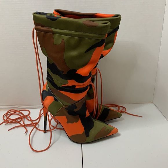 Camouflage Women’s Stilettos Ankle Boots Size 7.5 (38) - Picture 7 of 11